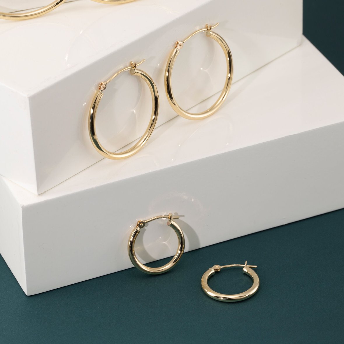 Yellow Gold Hand Engraved Hoops, 1 inch (Yellow/White/Rose) – Tilo Jewelry®