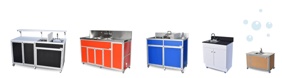 two compartment portable sink in red