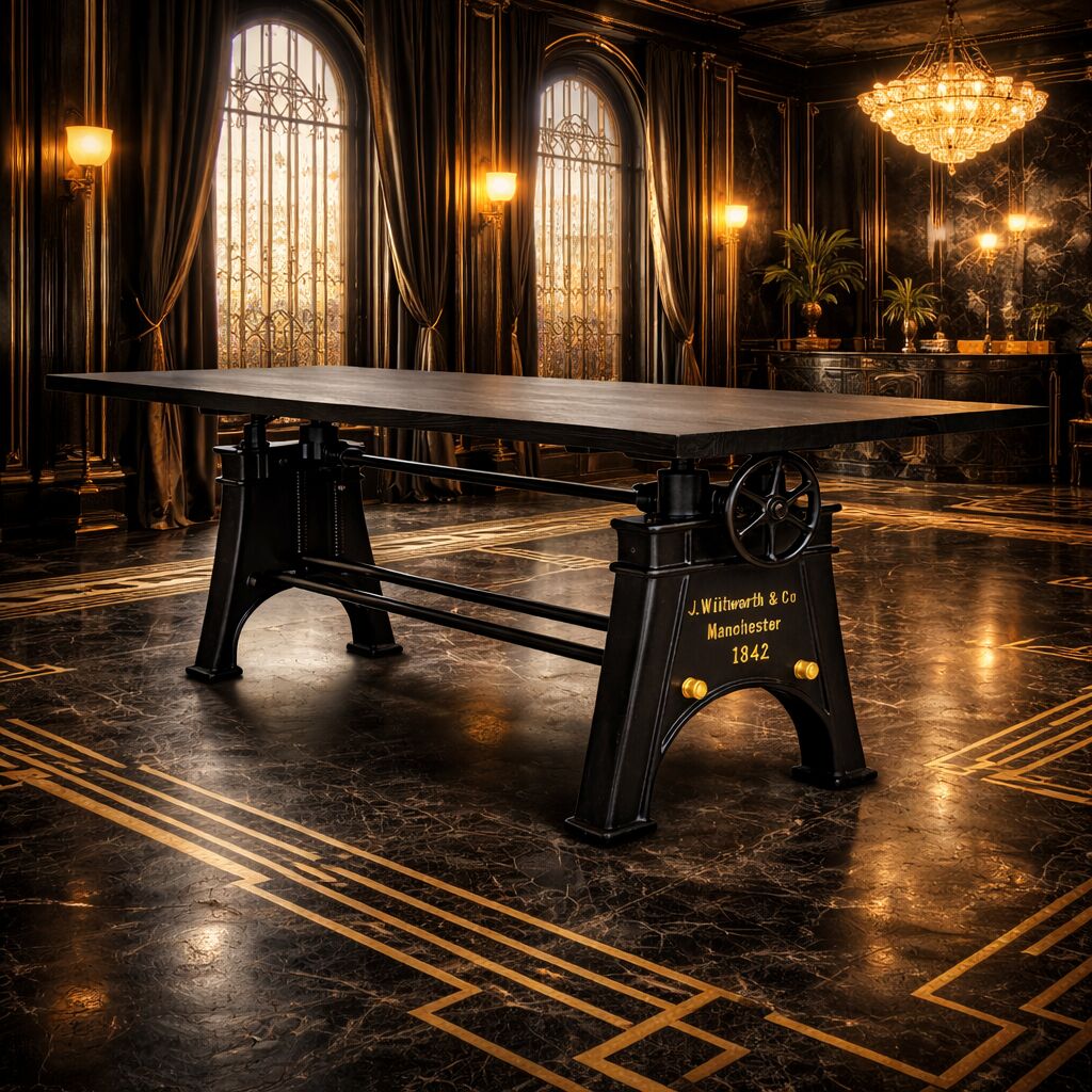 Frederick Adjustable Height Dining Table Desk - Cast Iron - Steel