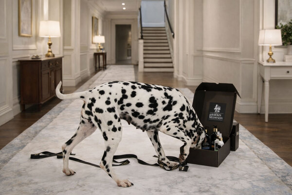 Dog sniffing in Barkin & Meowson's delivery box
