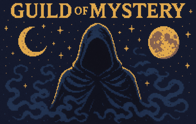 A mysterious cloaked figure stands in whisps of dark fog as moons and stars fill the sky.