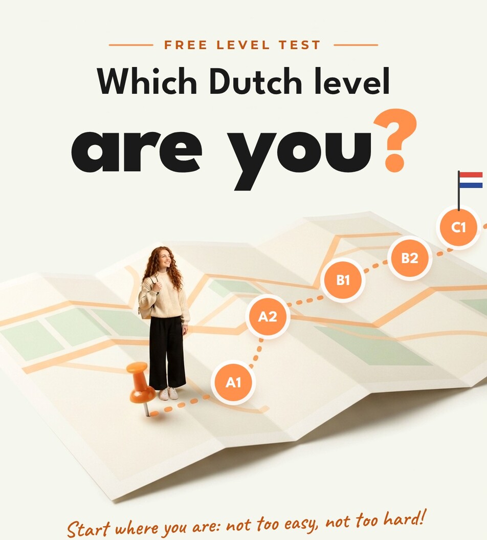Which Dutch level are you? A map with a route from A1 to C1